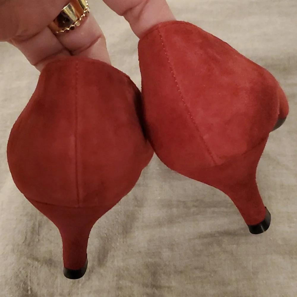 Aerosoles Heelrest Red Peep Toe Shoes 6M - Picture 6 of 7